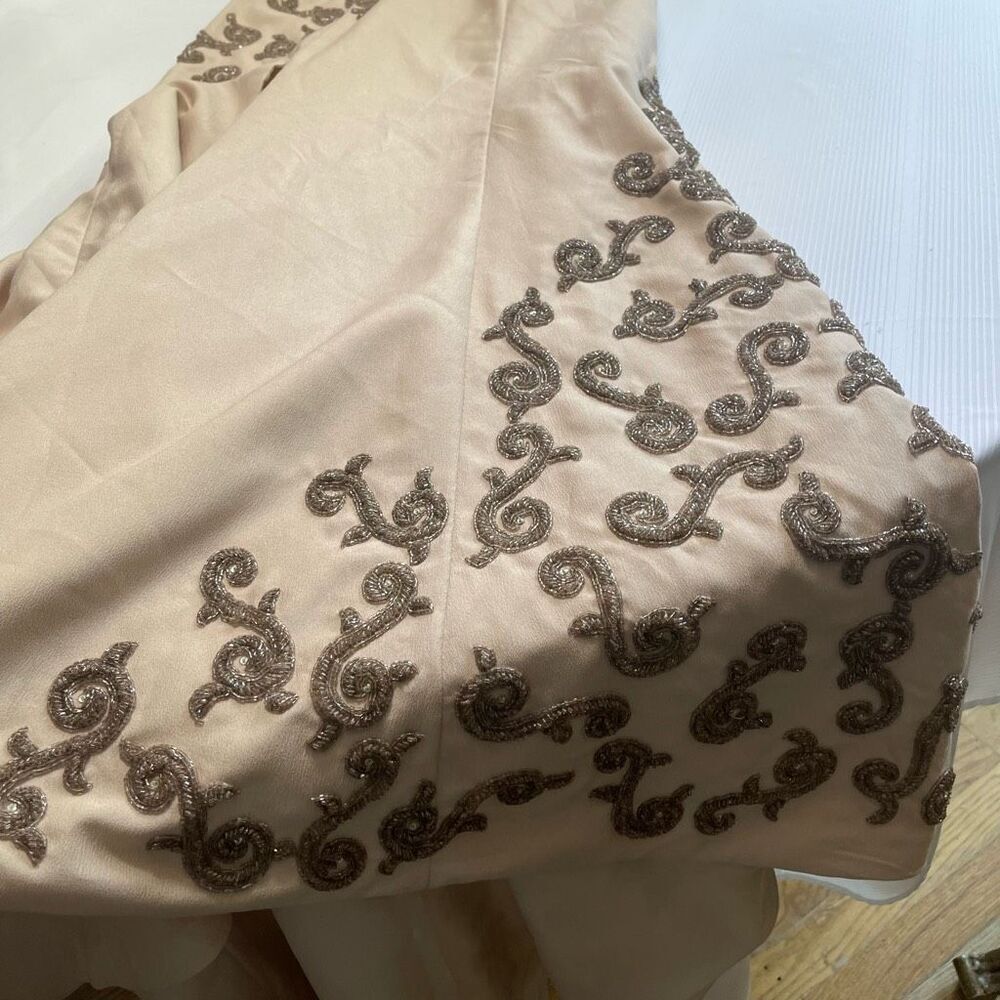 Darius Cordell Beige Beaded Evening Wedding Prom Gown Dress Size S/M/L - Picture 3 of 11